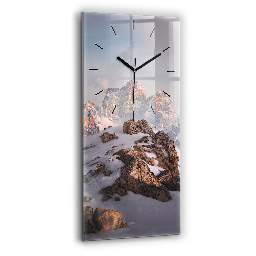 Négyszögletes fali üvegóra 30x60 Hóval borított hegy