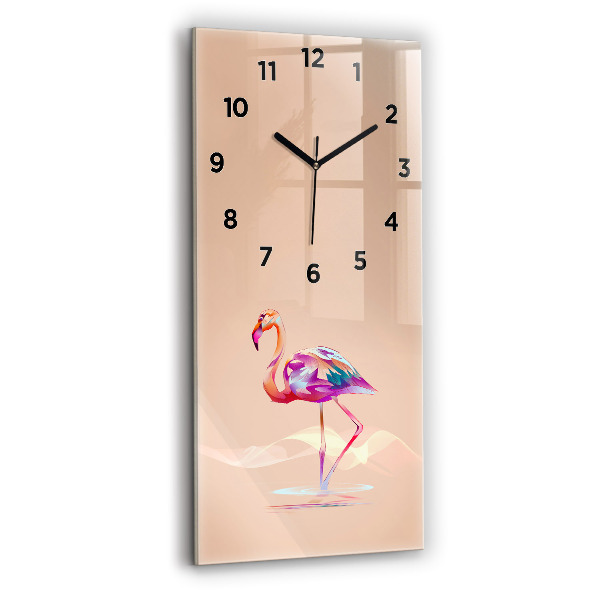 Négyszögletes fali üvegóra 30x60 Flamingo illusztráció