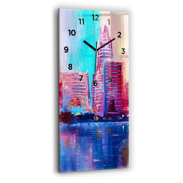 Négyszögletes üvegóra 30x60 Felhőkarcolók absztrakció