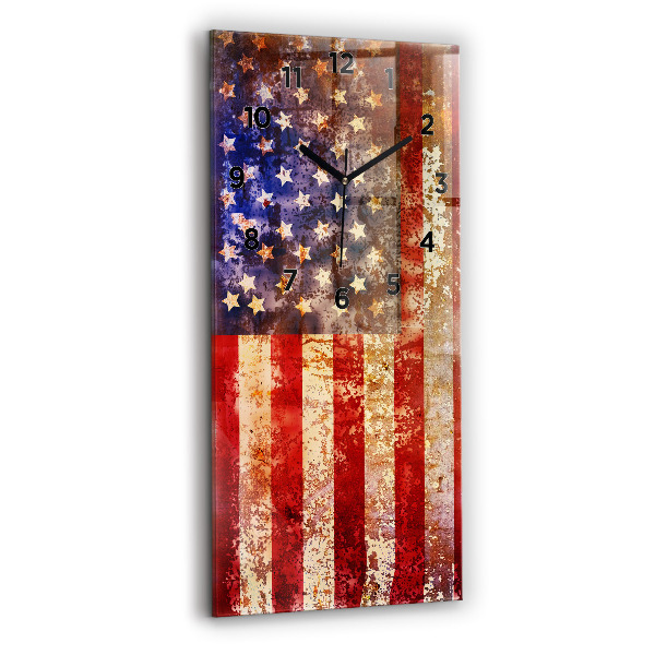 Négyszögletes üvegóra 30x60 USA zászló vintage stílusban