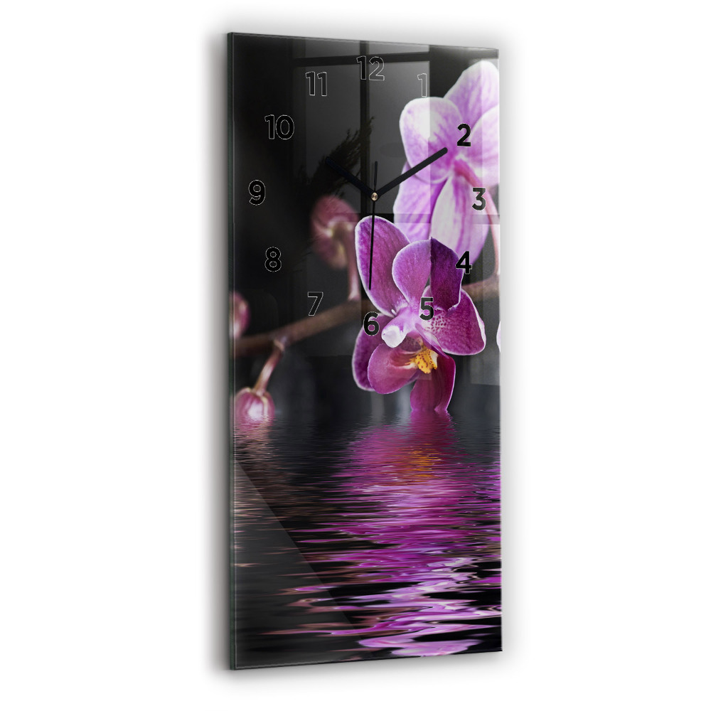 Függőleges üvegóra 30x60 Orchidea virág a vízen