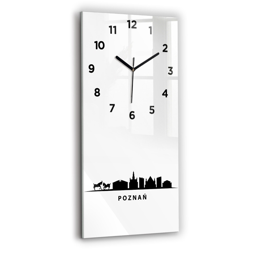 Négyszögletes fali üvegóra 30x60 Poznań panoráma grafika