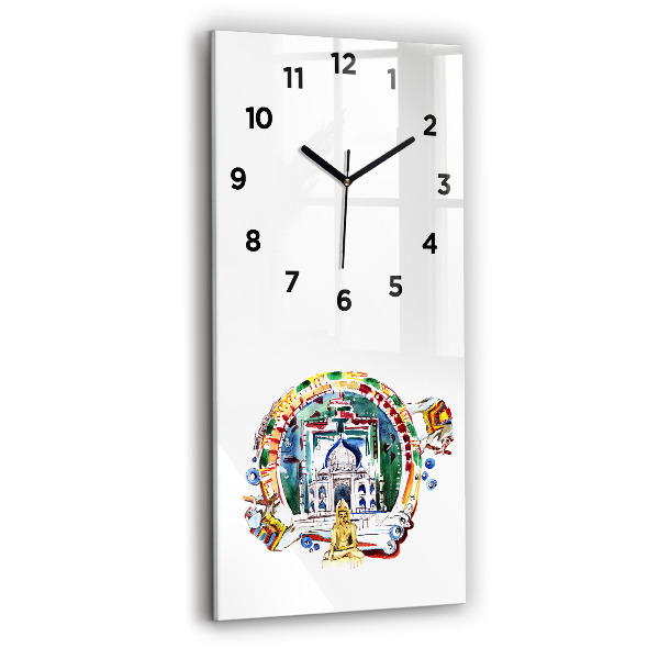 Négyszögletes fali üvegóra 30x60 Buddha festmény a templomban