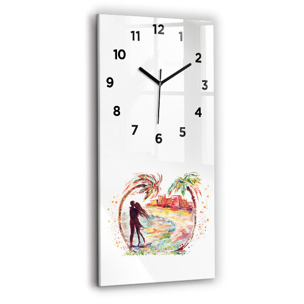 Négyszögletes fali üvegóra 30x60 Akvarell szerelem Miami Beachen