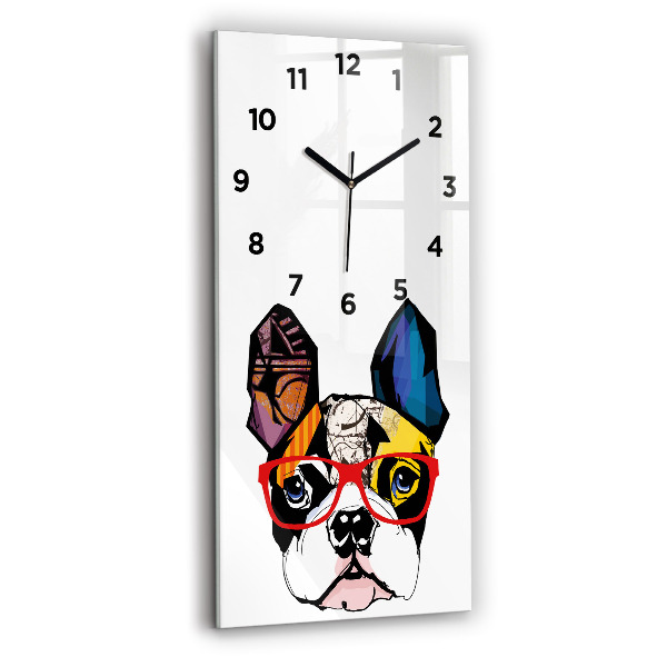 Négyszögletes fali üvegóra 30x60 Francia bulldog szemüveggel