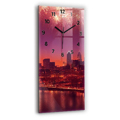 Négyszögletes üvegóra 30x60 Város éjszaka Philadelphiában