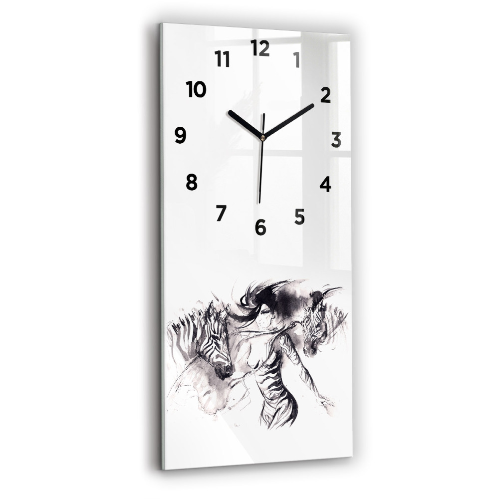 Téglalap alakú üvegóra 30x60 Nő és zebrák
