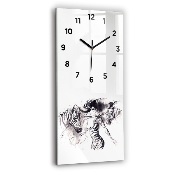 Téglalap alakú üvegóra 30x60 Nő és zebrák