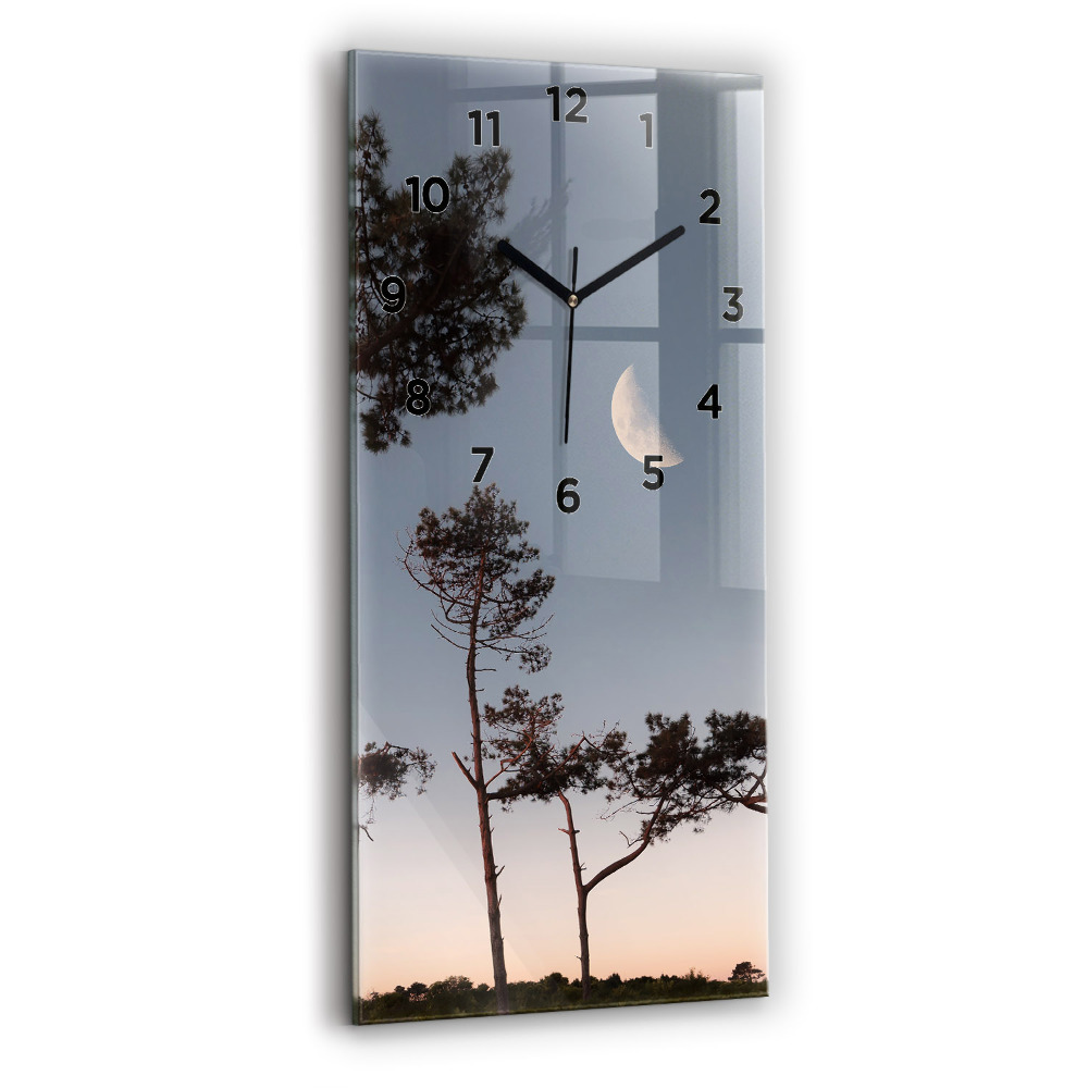 Négyszögletes fali üvegóra 30x60 Félhold és a fák