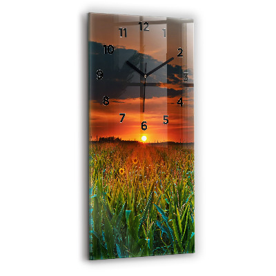 Négyszögletes üvegóra 30x60 Napraforgó a réten