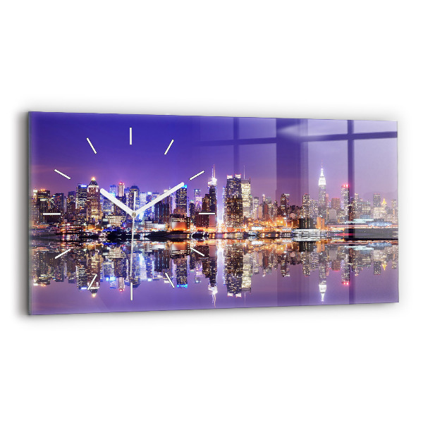 Vízszintes üvegóra 60x30 New York éjjel