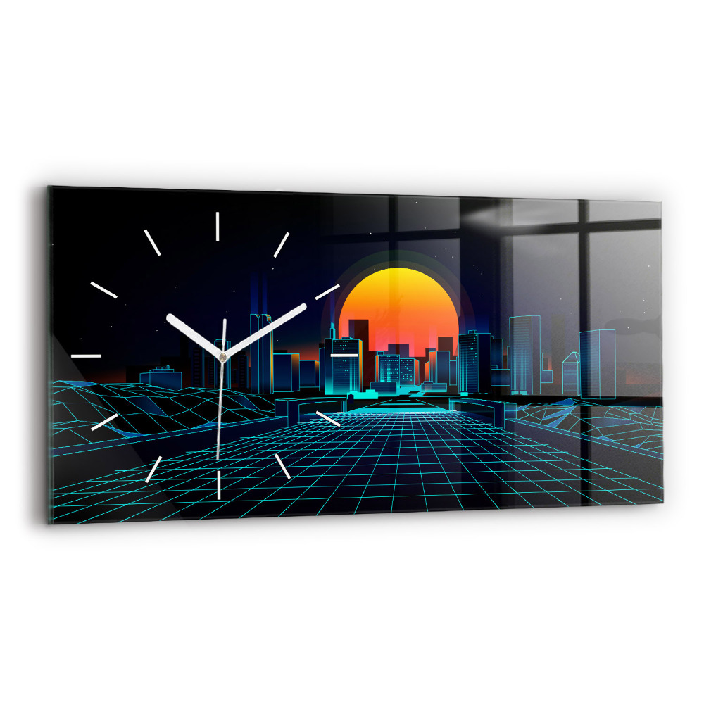 Négyszögletes üvegóra vízszintesen 60x30 Cyberspace City
