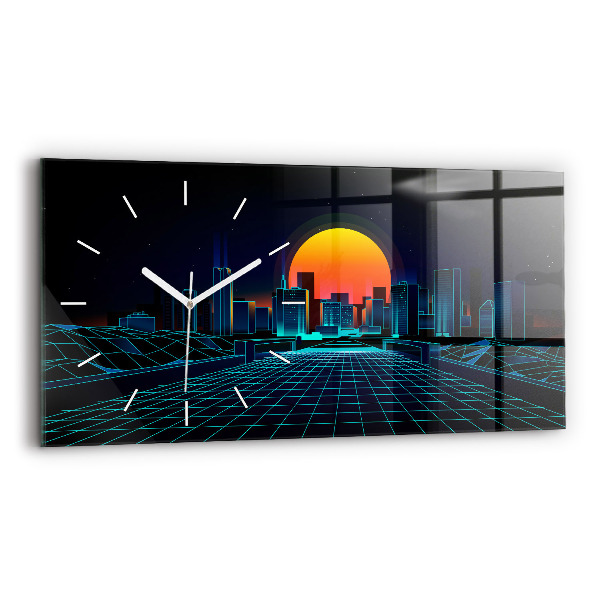 Négyszögletes üvegóra vízszintesen 60x30 Cyberspace City