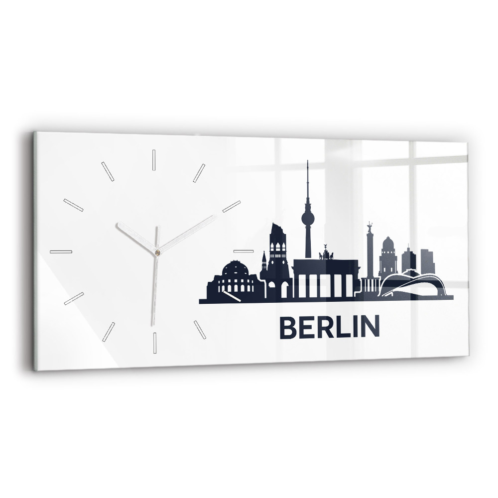 Négyszögletes üvegóra vízszintesen 60x30 Berlin város illusztráció