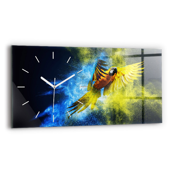 Vízszintes üvegóra 60x30 Színes papagáj