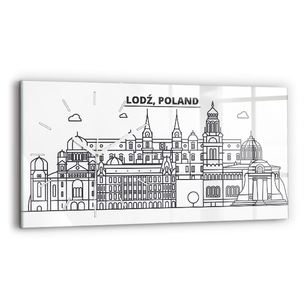 Négyszögletes üvegóra vízszintesen 60x30 Łódź építészeti panoráma