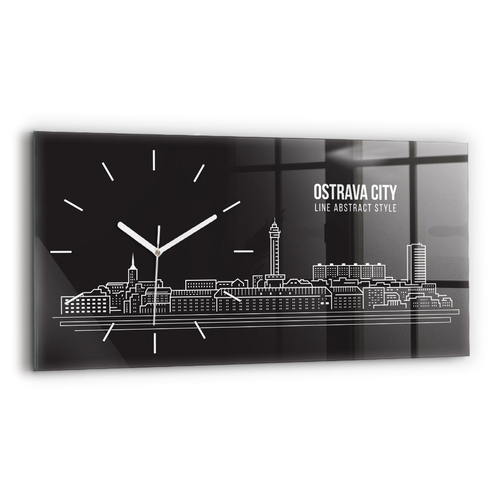 Vízszintes üvegóra 60x30 Ostrava város rajza