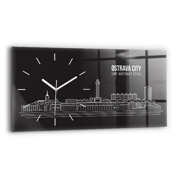 Vízszintes üvegóra 60x30 Ostrava város rajza
