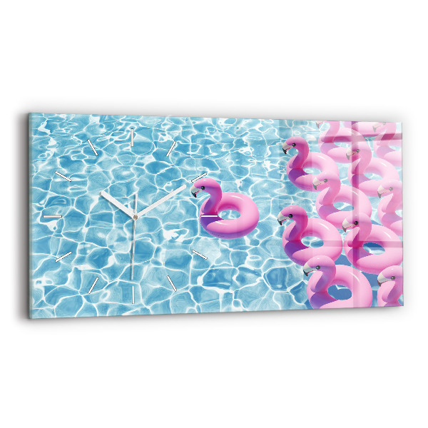Vízszintes üvegóra 60x30 Pitypang flamingók
