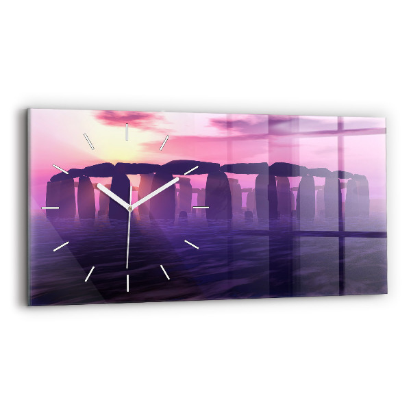 Négyszögletes üvegóra vízszintesen 60x30 Naplemente Stonehenge-ben