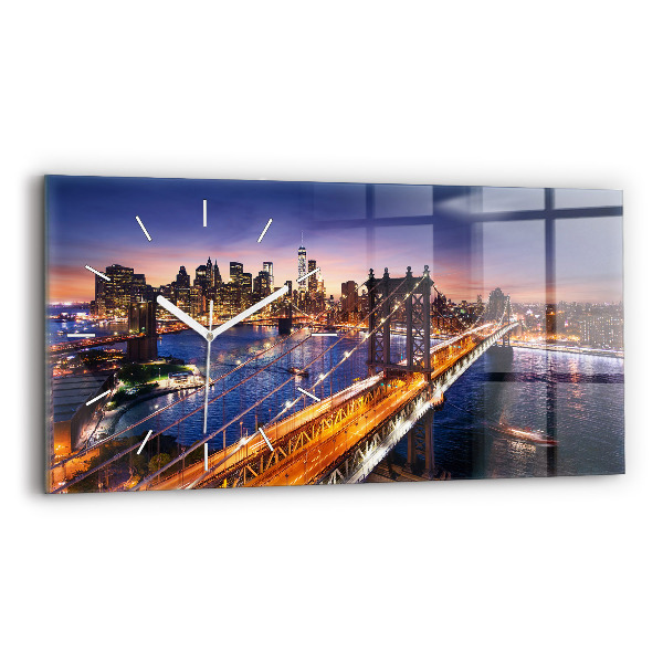 Vízszintes üvegóra 60x30 New York és a naplemente