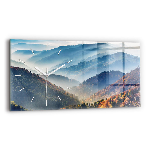 Négyszögletes üvegóra vízszintesen 60x30 Hegyi táj