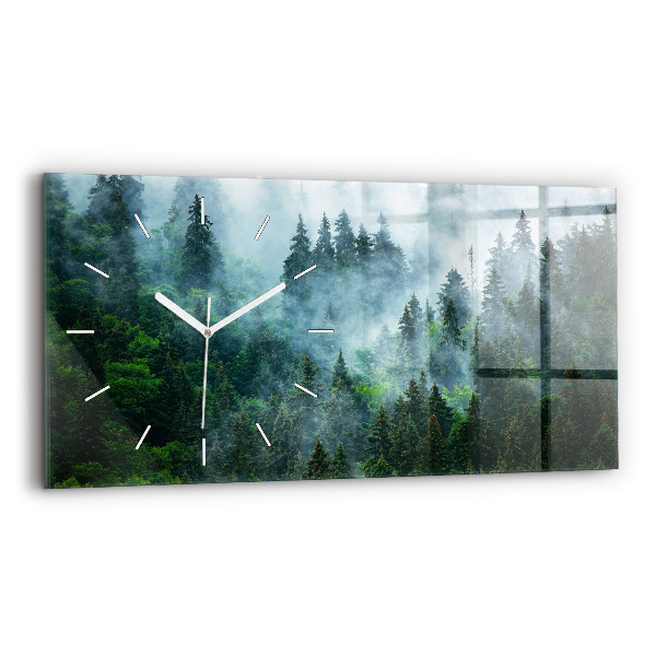 Vízszintes üvegóra 60x30 Ködös erdő