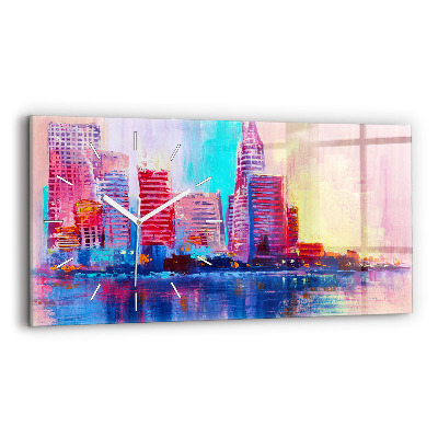 Vízszintes üvegóra 60x30 Felhőkarcolók absztrakció