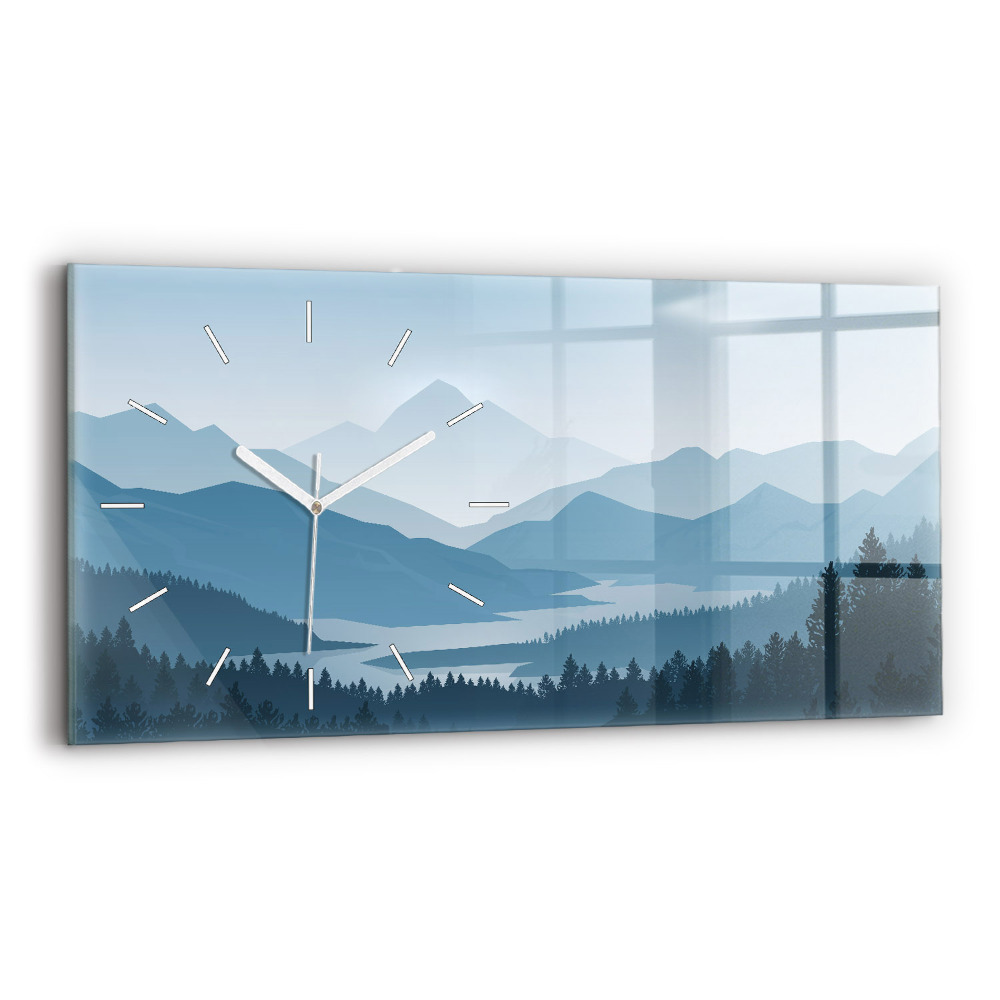 Négyszögletes üvegóra vízszintesen 60x30 Hegyi táj