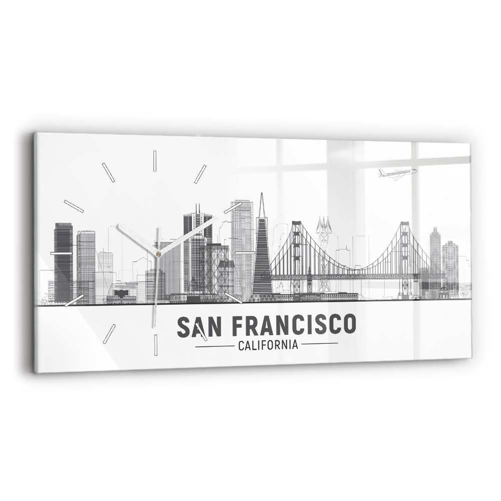 Négyszögletes üvegóra vízszintesen 60x30 San Francisco panoráma