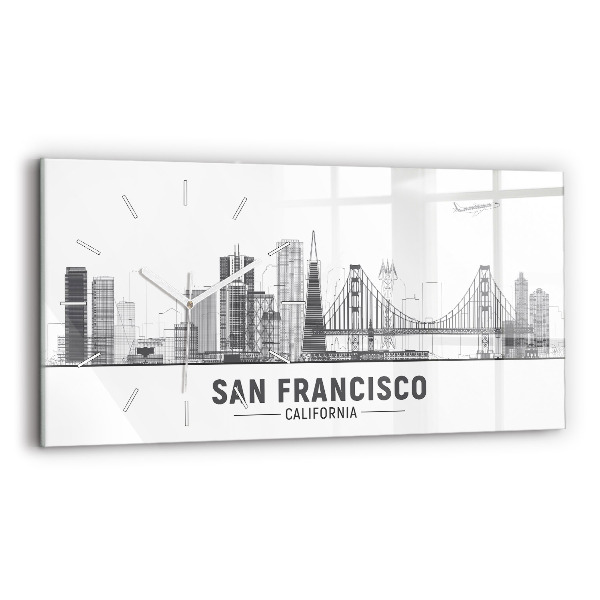 Négyszögletes üvegóra vízszintesen 60x30 San Francisco panoráma