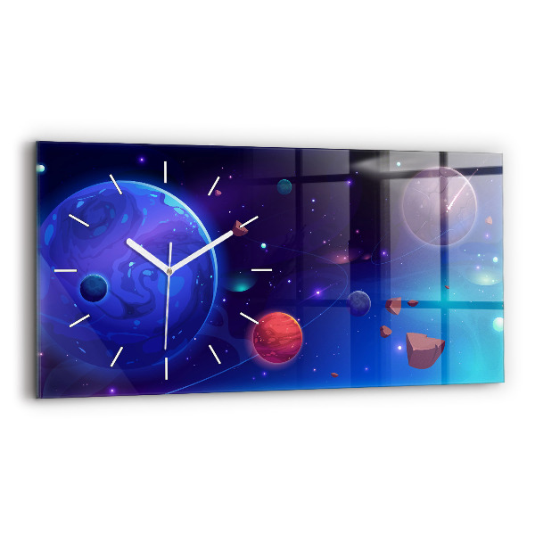 Vízszintes üvegóra 60x30 Galaxis bolygók