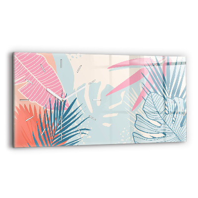 Vízszintes üvegóra 60x30 Pasztell levelek