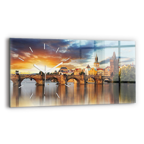 Négyszögletes üvegóra vízszintesen 60x30 Panoráma a folyó felett