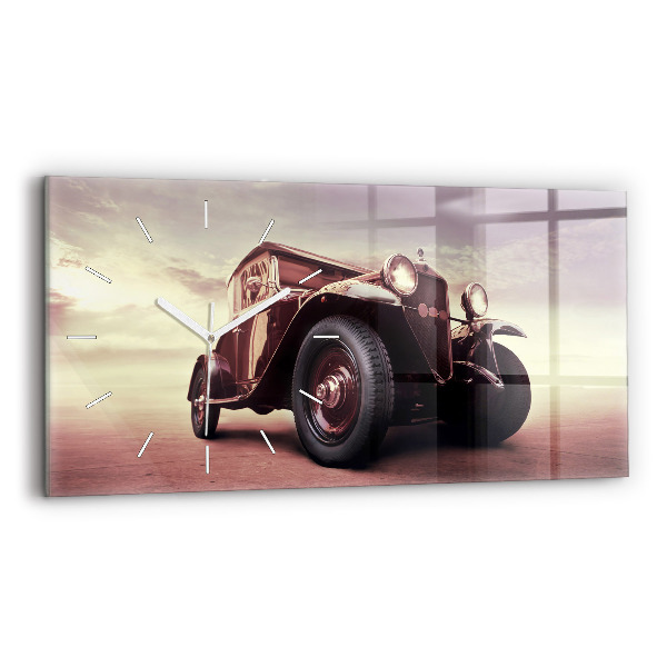 Négyszögletes üvegóra vízszintesen 60x30 Vintage stílusú autó
