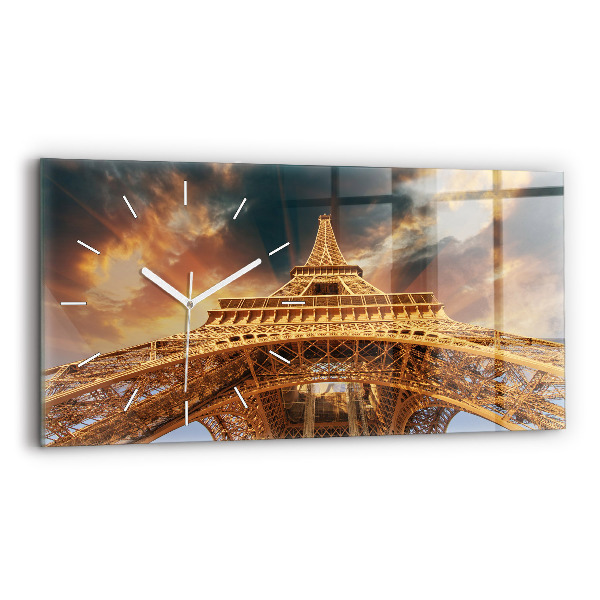 Négyszögletes üvegóra vízszintesen 60x30 Eiffel-torony a napfényben