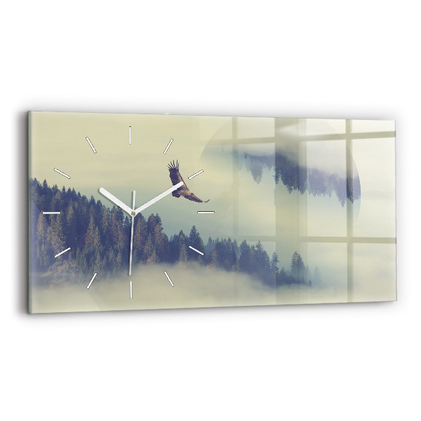 Négyszögletes üvegóra vízszintesen 60x30 Misty Eagle Forest