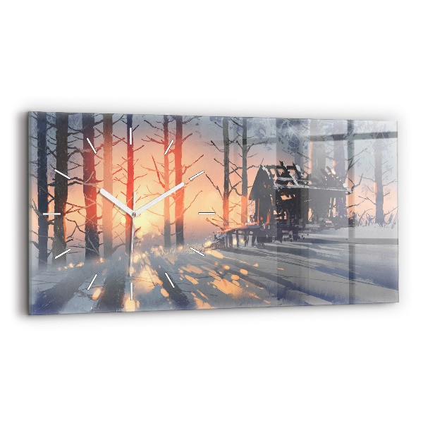 Üvegóra vízszintesen 60x30 Téli táj a fák