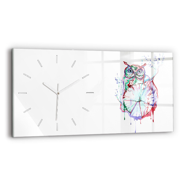 Vízszintes üvegóra 60x30 Illusztráció a baglyok és az óra