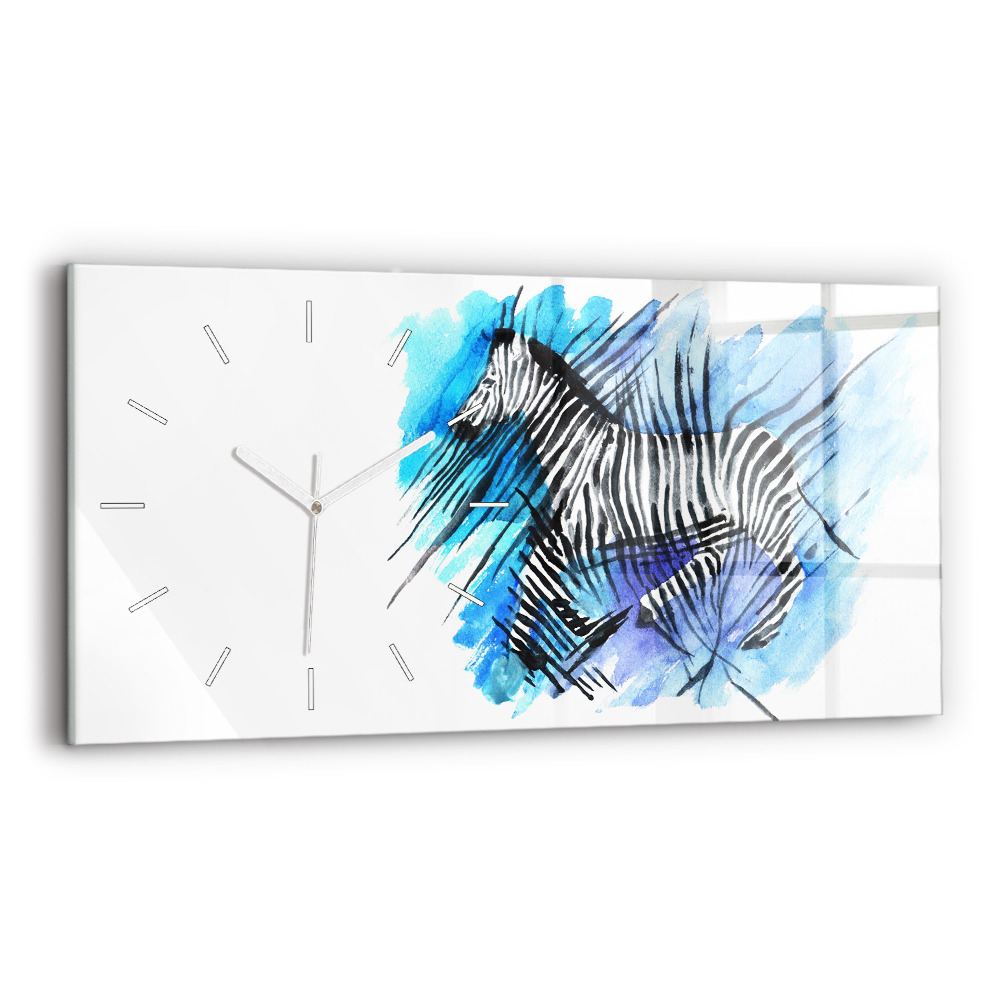 Négyszögletes üvegóra vízszintesen 60x30 Festett zebra