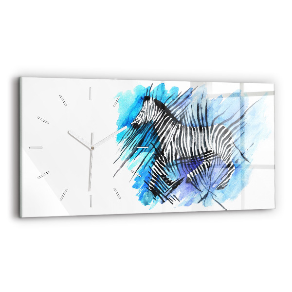 Négyszögletes üvegóra vízszintesen 60x30 Festett zebra