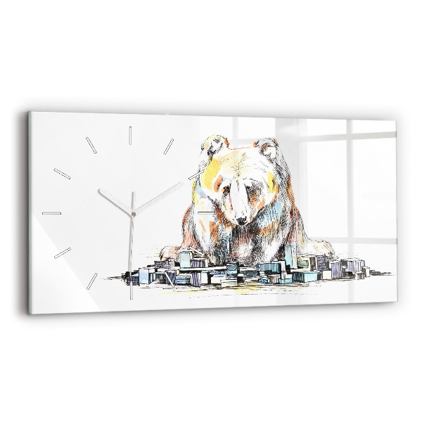 Vízszintes üvegóra 60x30 Absztrakt medve