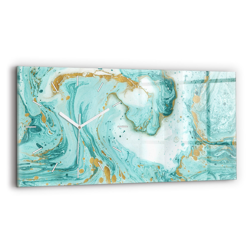 Négyszögletes üvegóra vízszintesen 60x30 Márvány textúra