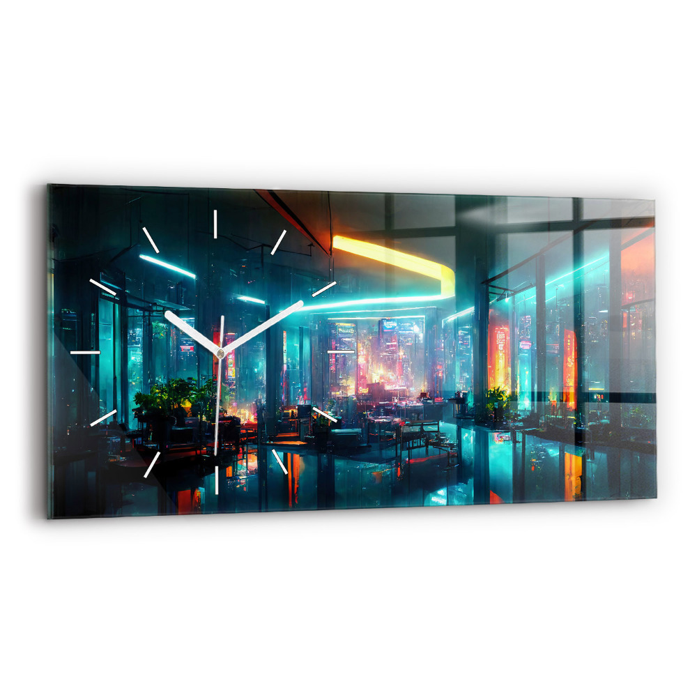 Vízszintes üvegóra 60x30 Egy város cyberpunk stílusban