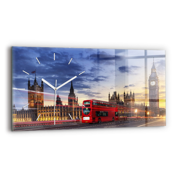 Vízszintes üvegóra 60x30 Vörös londoni busz