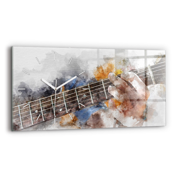 Négyszögletes üvegóra vízszintesen 60x30 Gitár