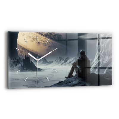 Négyszögletes üvegóra vízszintesen 60x30 Ember Űrbolygó