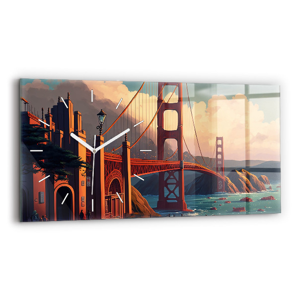Négyszögletes üvegóra vízszintesen 60x30 Híd San Franciscóban