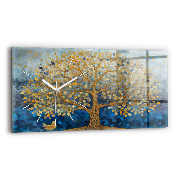 Vízszintes üvegóra 60x30 Absztrakt fa