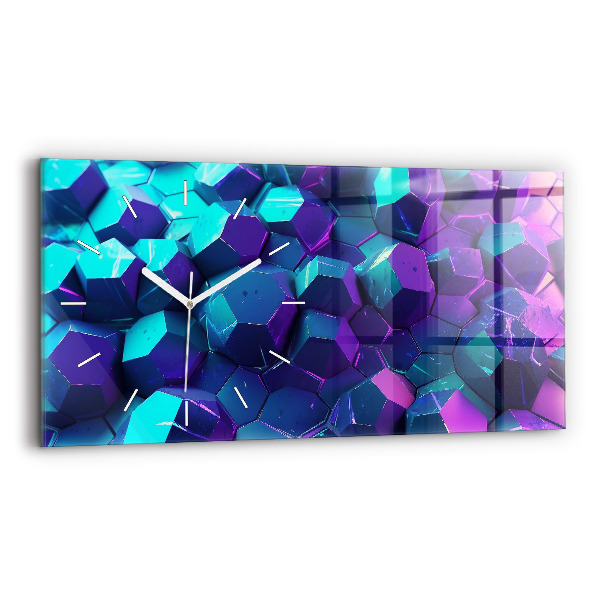 Négyszögletes üvegóra vízszintesen 60x30 Geometriai figurák